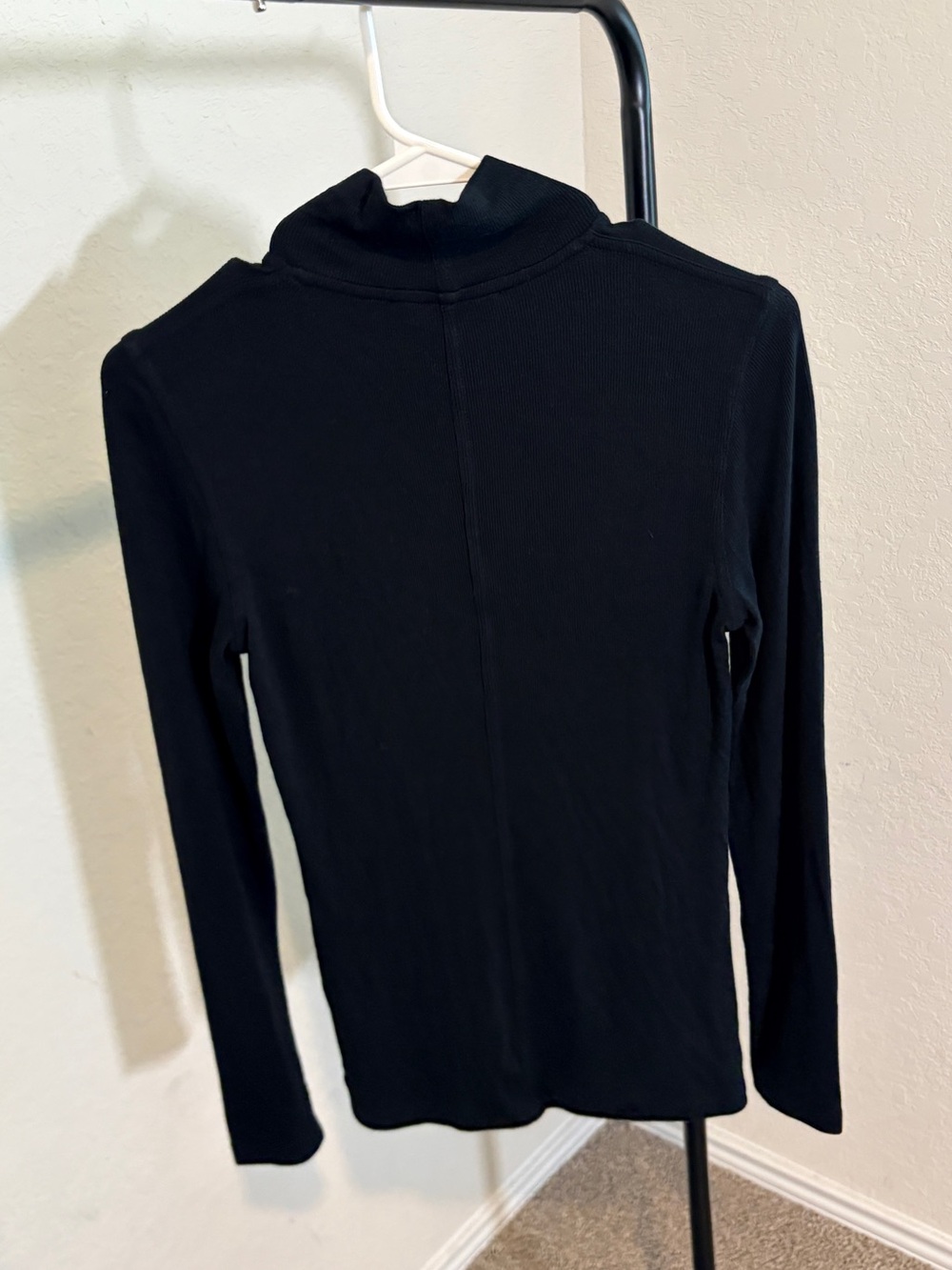 Frame Denim Black Long-Sleeve Mock Neck Top